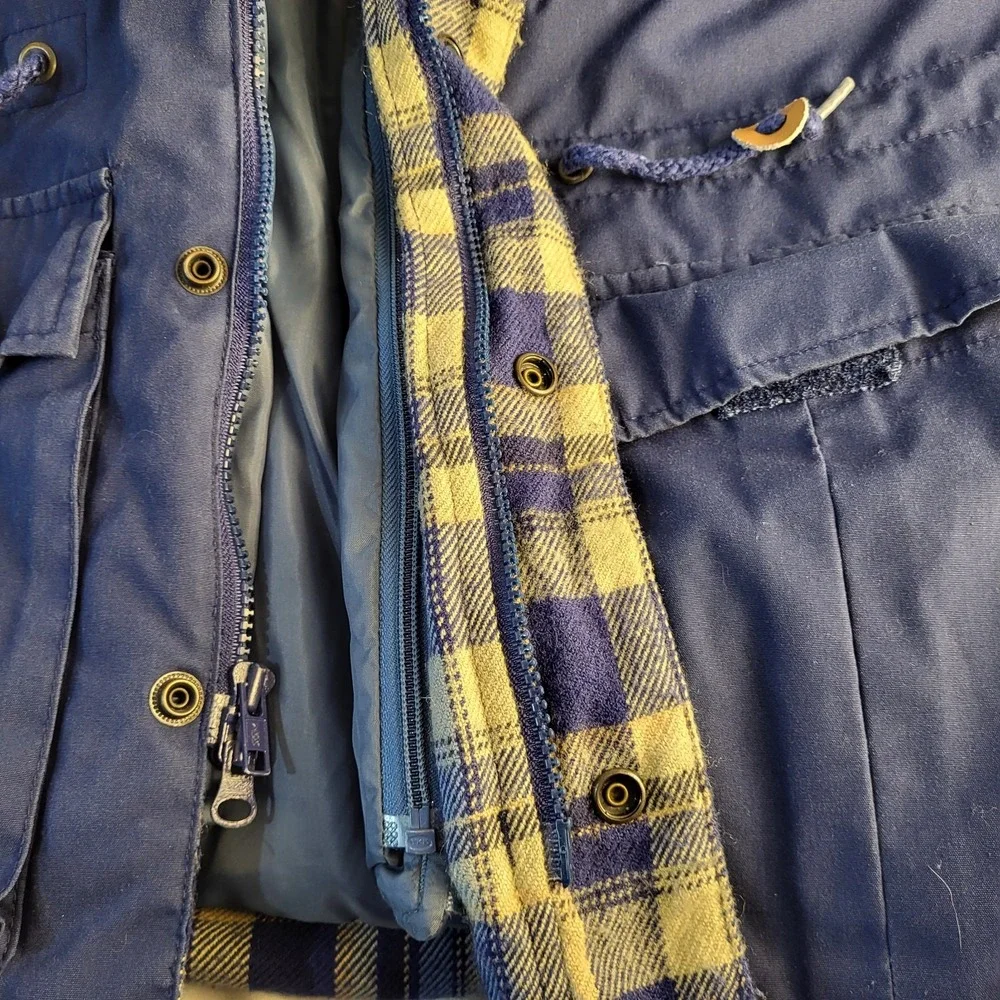 Vintage Sz S Northwest Territory 3 in 1 Jacket Flannel Lined + Vest Hood Navy
